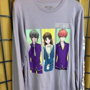 Fruits Basket Anime Long Sleeve Graphic Shirt Purple Medium